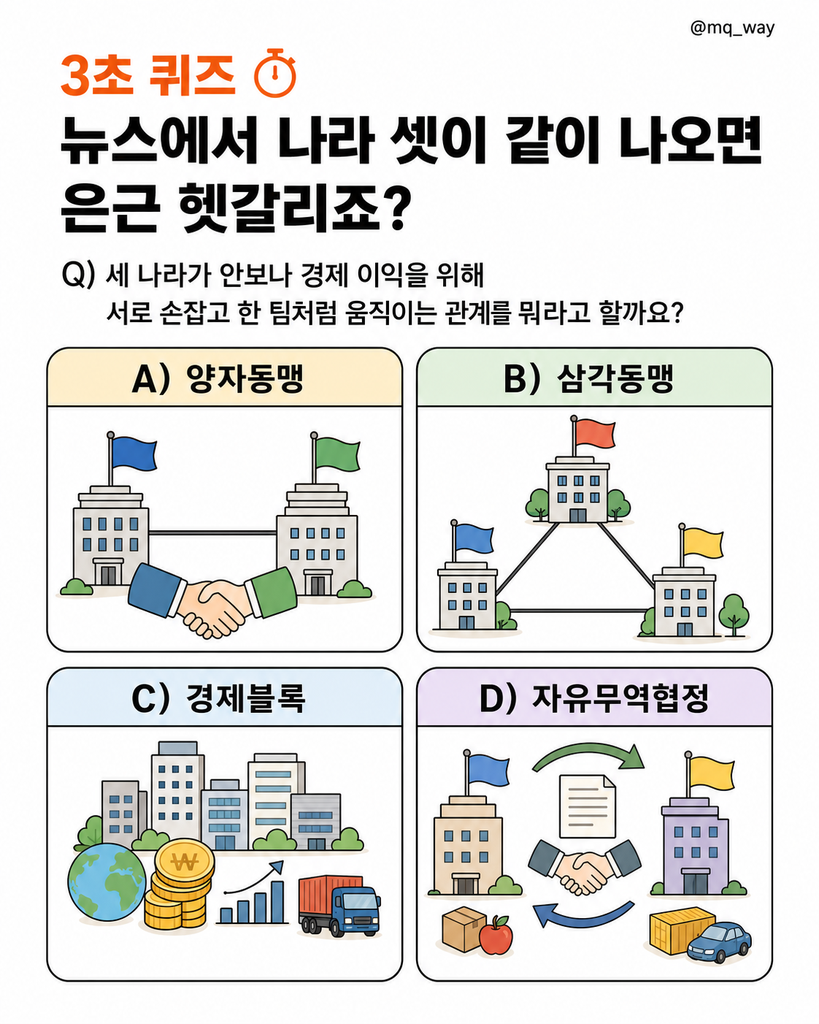 뉴스에서 나라 셋이 같이 나오면 은근 헷갈리죠