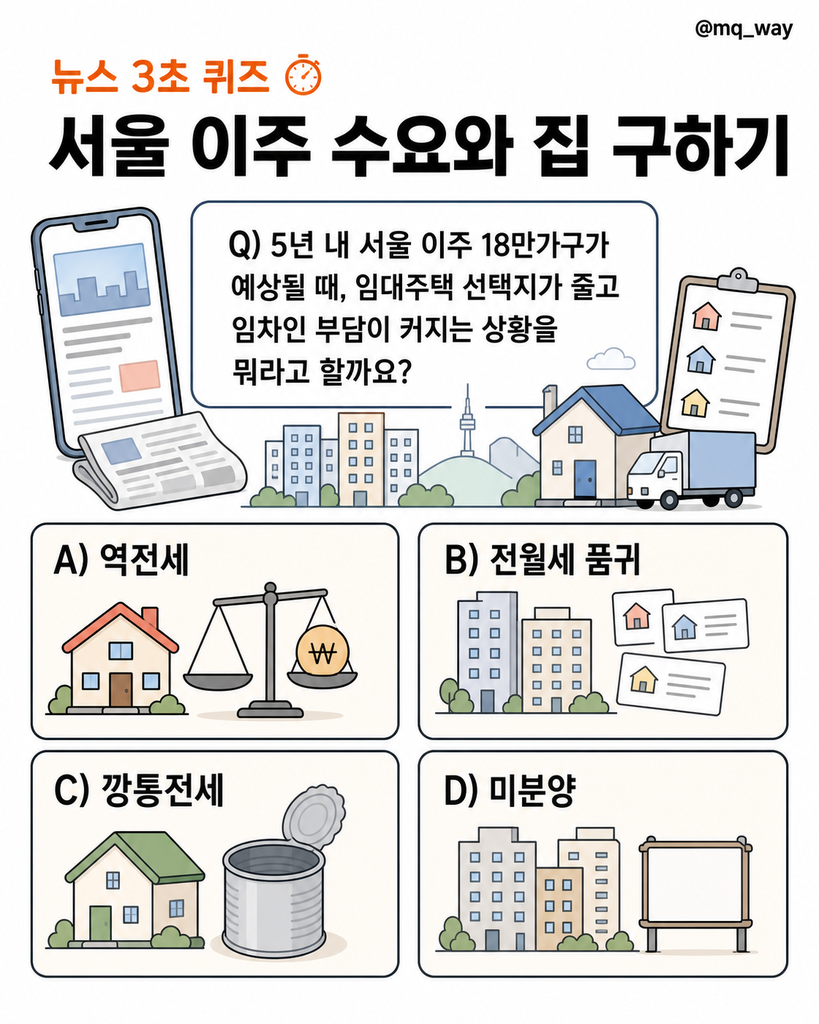 서울 이주 수요가 한꺼번에 몰리면 집 구하기가 더 어려워질 수 있어요